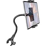 Aozcu Schwanenhals Laufband Tablet Halterung, 360° Drehbar Fitnessstudio Tablet Halter für Innen Fahrrad Spin Bike Heimtrainer Ständer für iPad Pro Air Mini, Galaxy Tabs, iPhone, 4~12.9" Tablets